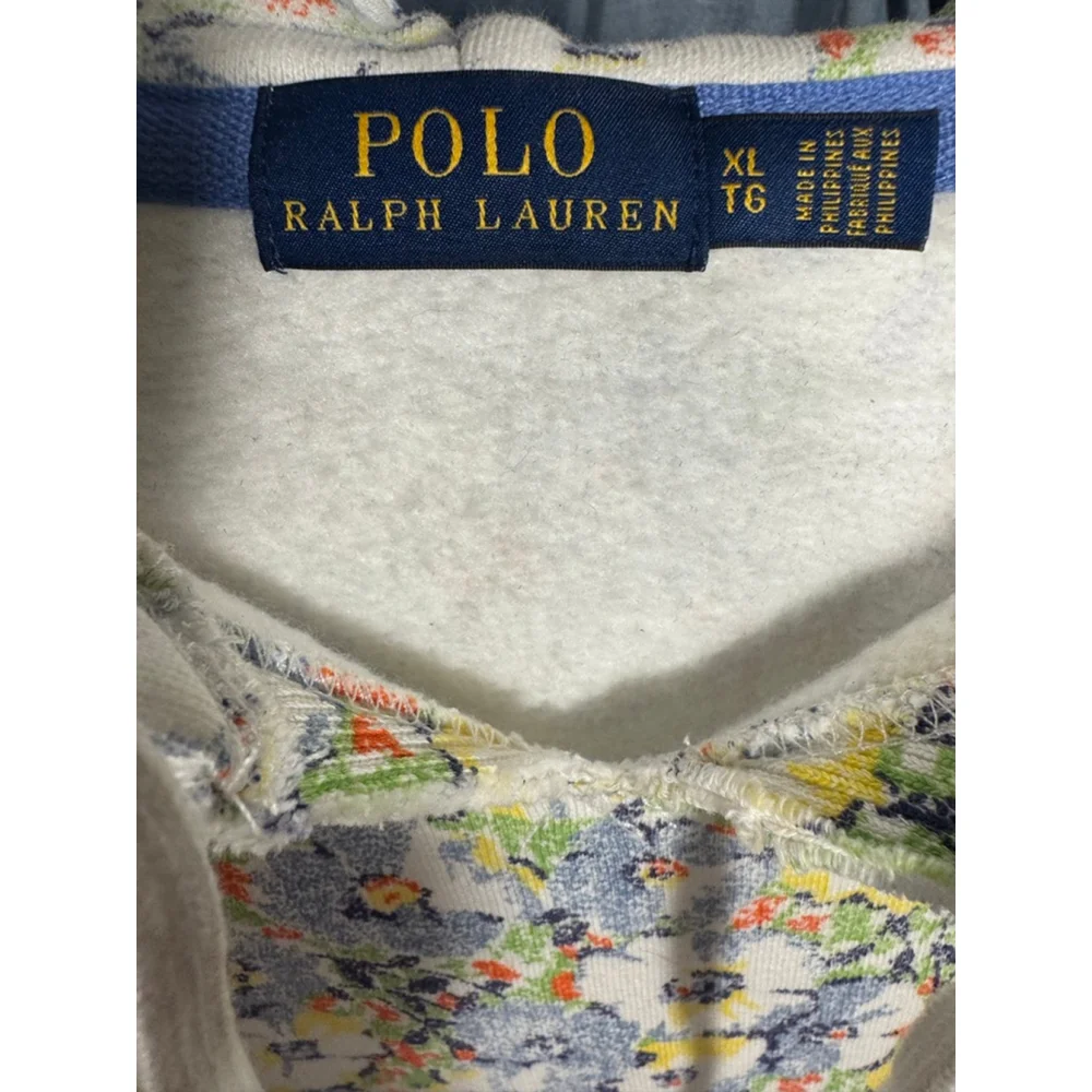 Women's Polo Ralph Lauren Floral Hoodie XL White Blue AOP - Picture 2 of 8